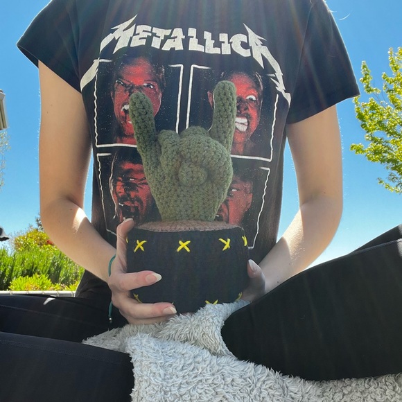 Hand Crocheted Rock n Roll Hand Cactus Decor! - Picture 7 of 17